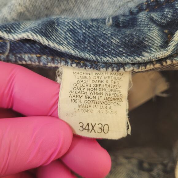 Vintage 80s Lee Riders 34x30 True to Size USA Made 12" Rise Acid Wash Talon Zip - Picture 9 of 10